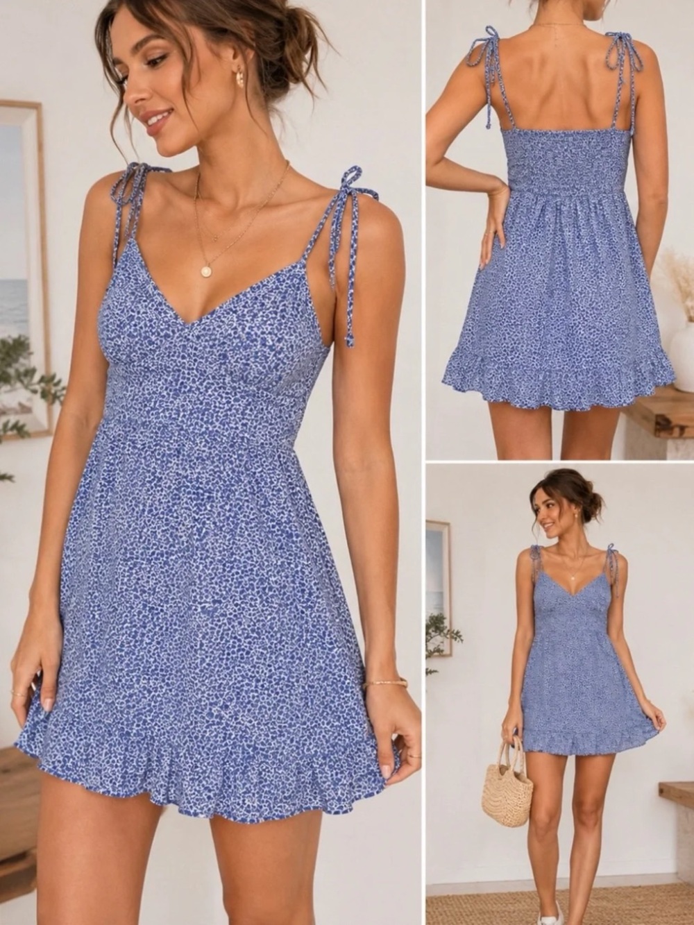 Abercrombie Blue Floral Tie-Shoulder Sundress